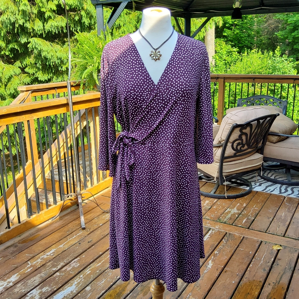 George Brown Polkadot Faux Wrap Dress